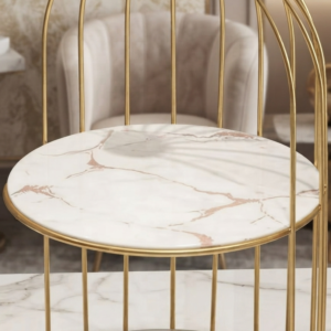 Gold Birdcage Style 2-Tier Marble Tray Stand