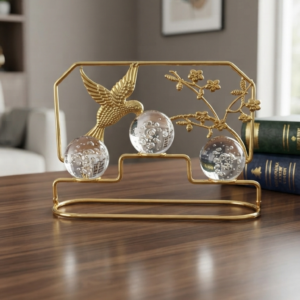 Gold Hummingbird & Crystal Bubble Ball Decor