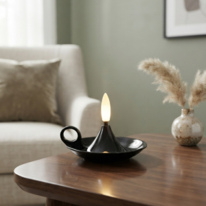 Black Ceramic Candle Holder Lamp