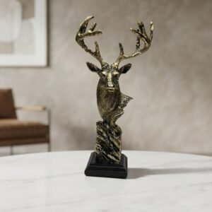Golden Deer Head Bust Sculpture