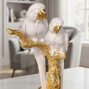 White and Gold Parrot Decorative Sculpture