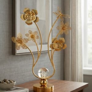 Gold Floral and Butterfly Table Decor