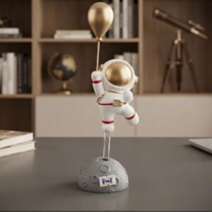 Floating Astronaut with Gold Balloon Decorative Figurine