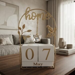 Gold and White Decorative Perpetual Calendar