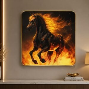 Fiery Black Stallion Wall Art