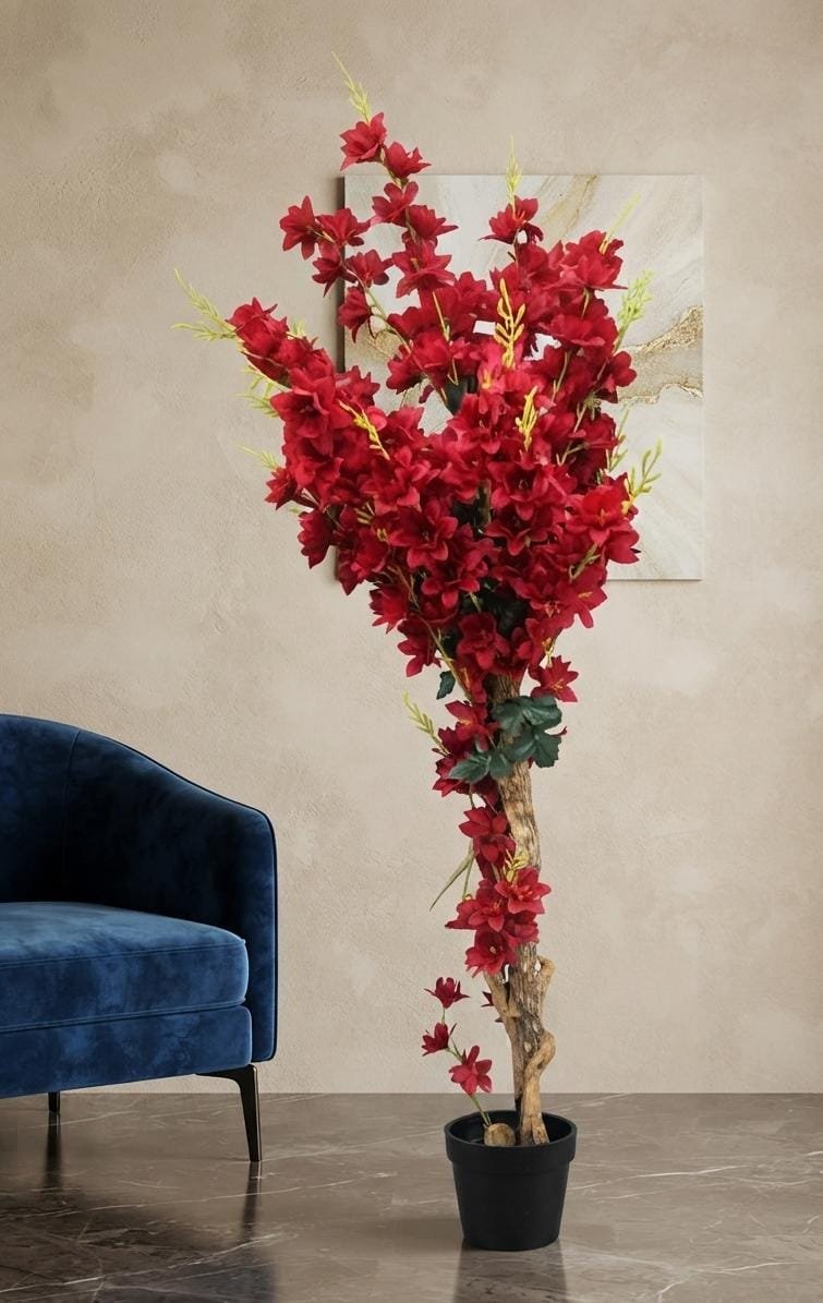 Crimson Blossom Floor Tree