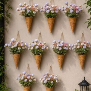 Lavender Blossom Cone Wall Hanging Planter Set