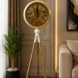 Vintage Gear Dial Tripod Standing Clock