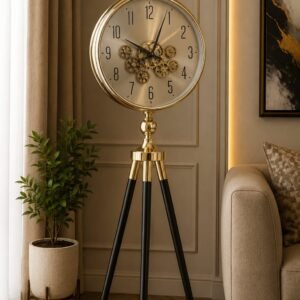 Modern Industrial Tripod Standing Clock