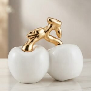 White and Gold  Double Cherry Sculpture