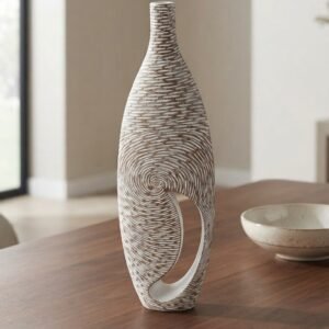 Carved Spiral Cutout Tall Bottle Vase