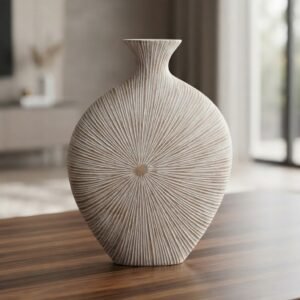 Textured Radial Sunburst Ceramic Vase