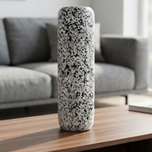 Black and White Terrazzo Cylindrical Vase
