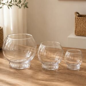 Clear Glass Bubble Bowl Vase Set (3-Piece)