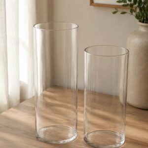 Clear Glass Cylinder Vase Set (2-Piece)