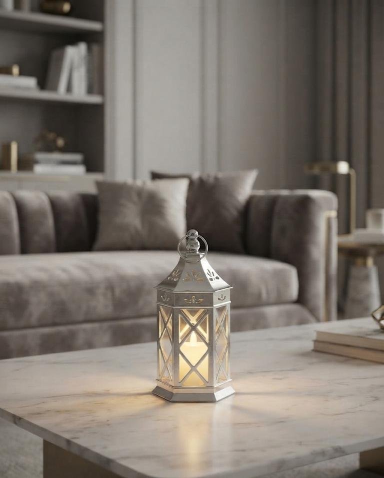 Elegant Silver LED Decorative Lantern