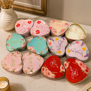 Heart-Shaped Decorative Candle Tin Boxes