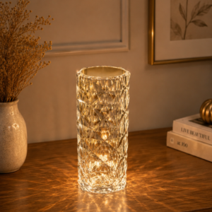 Radiant Diamond-Cut Crystal Column Accent Lamp
