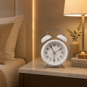 Classic White Twin-Bell Alarm Clock