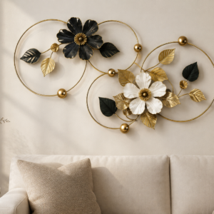 Interlocking Circles Floral Metal Wall Art