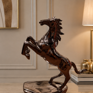Metallic Bronze Rearing Horse Sculpture