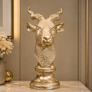 Distressed Gold Ram Bust Sculpture