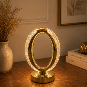 Modern Gold Oval Crystal Accent Lamp