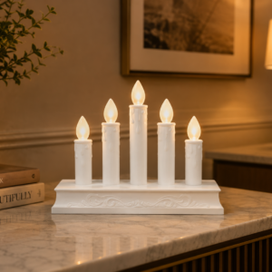 White Tiered LED Window Candle Bridge