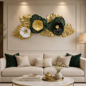 Golden Foliage & Blossoms 3D Metal Wall Art