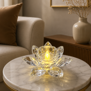 Crystal Lotus LED Candle Holder Decor
