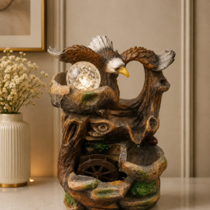 Majestic Eagle & Water Wheel Illuminated Tabletop Fountain