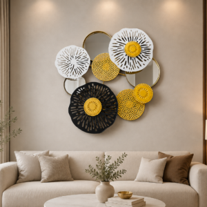 Abstract Floral and Mirror Wall Art