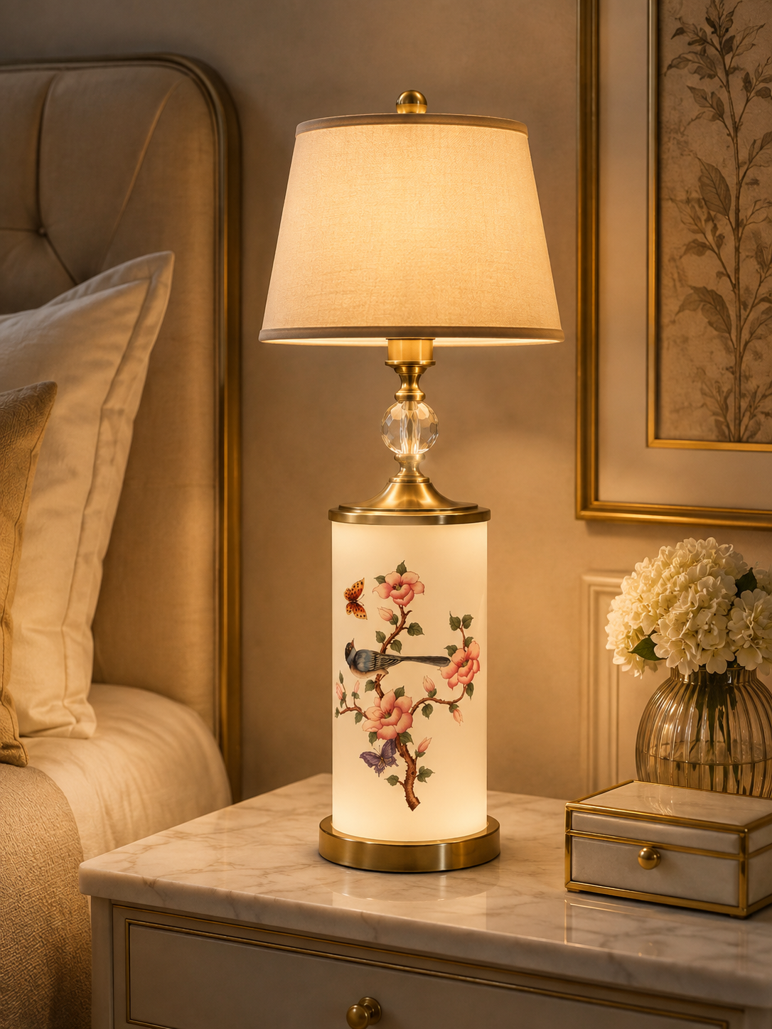 Elegant Floral Ceramic Table Lamp