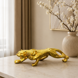 Golden Prowling Leopard Decorative Sculpture