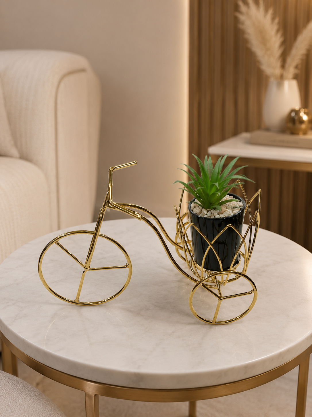 Golden Bicycle Planter Tabletop Decor
