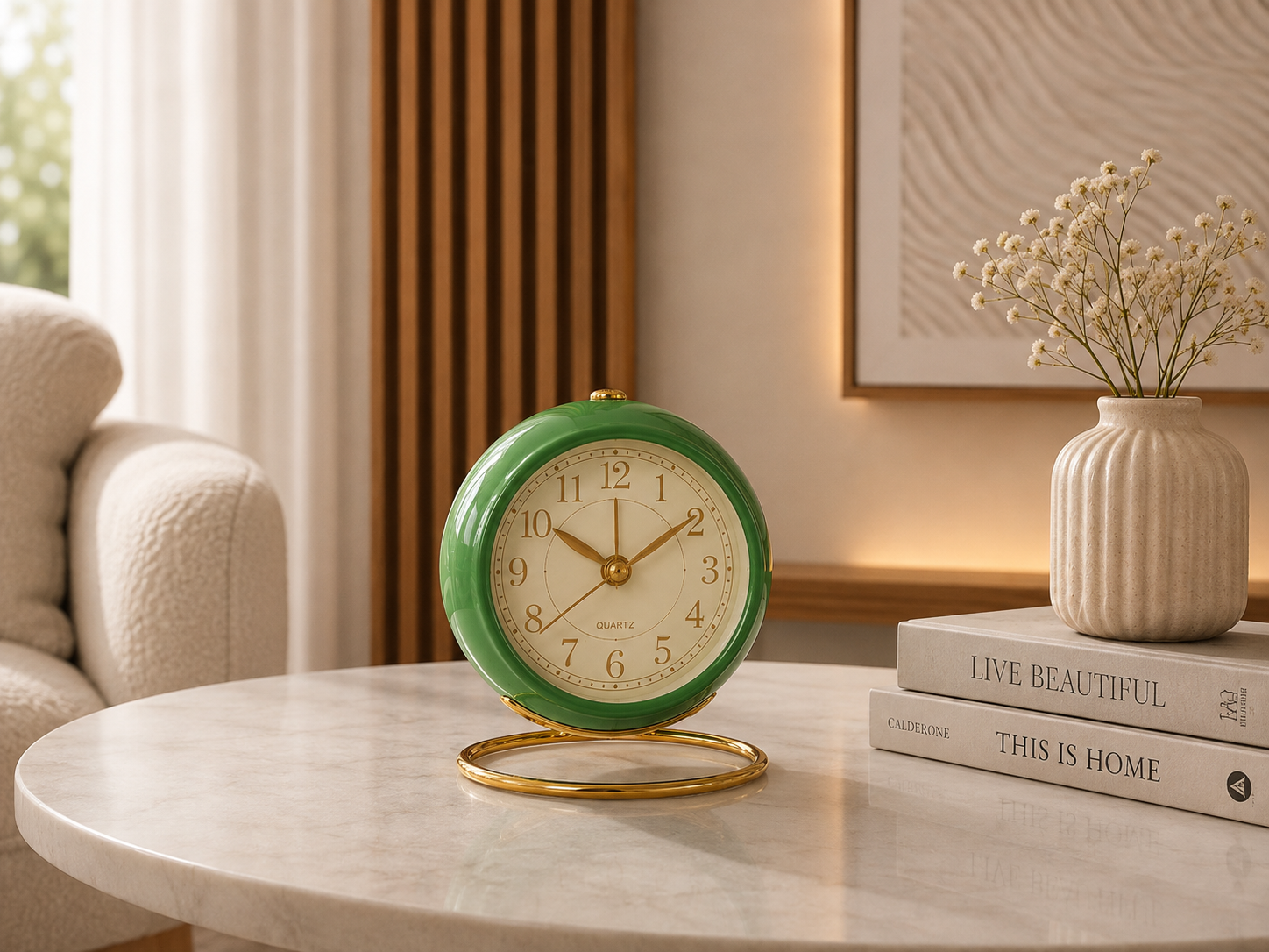 Vintage Green Table Clock