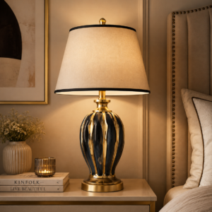 Luxury Black & Gold Ceramic Table Lamp