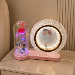 Enchanted Rose Dome & Crystal Halo Custom Photo Lamp