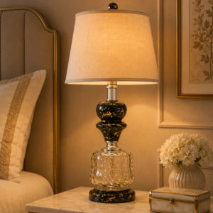 Luxury Gold-Splattered Ceramic & Glass Table Lamp