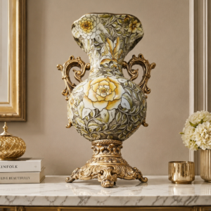 Baroque Floral Ceramic Decorative Urn Vase