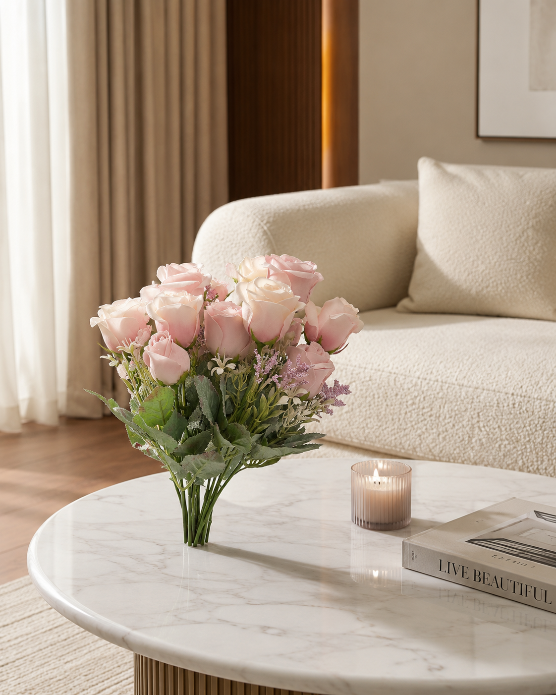 Luxury Blush Rose Artificial Flower Bouquet