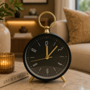 Modern Black and Gold Table Clock