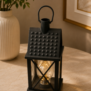 Black Fairy Light House Lantern