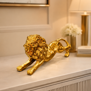 Golden Roaring Lion Sculpture