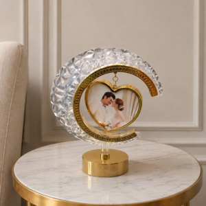 Crystal Crescent & Heart Pendant Custom Photo Lamp