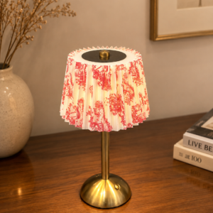 Vintage Red Toile Pleated Accent Lamp