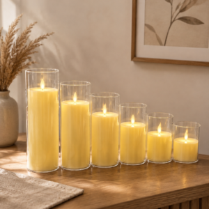 Graduated Glass LED Pillar Candles
