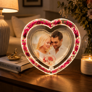 Heartfelt Bloom LED Custom Photo Frame