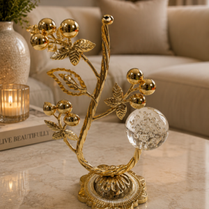 Golden Botanical Sphere Tabletop Decor