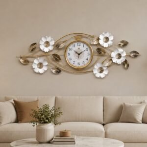 Golden Daisy Wall Clock Decor